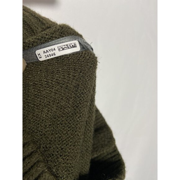 Anthropologie Olive Green Ribbed Turtleneck Sweater With Button Detail & Long Sl - Picture 11 of 13